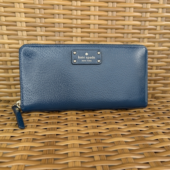 kate spade Handbags - Kate Spade Grove Street Neda Leather Wrap Around Wallet Blazer Blue